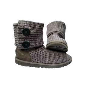 Ugg women's gray classic cardy knit sweater boots size 6 basic winter soft girl